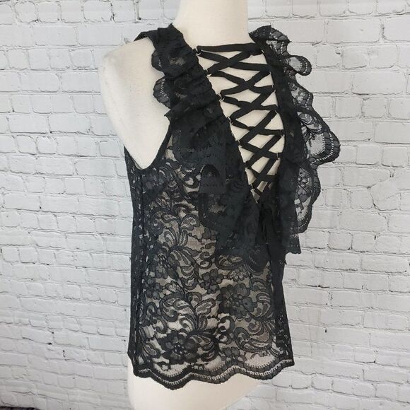 Endless Rose Black Lace top S NEW - Picture 4 of 9